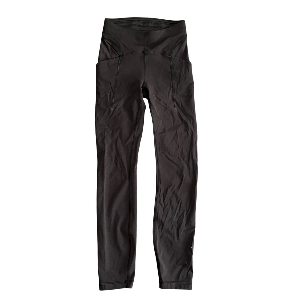 Lululemon Women's 2 High Rise Athletic Running Leggings Black Luxtreme Pockets